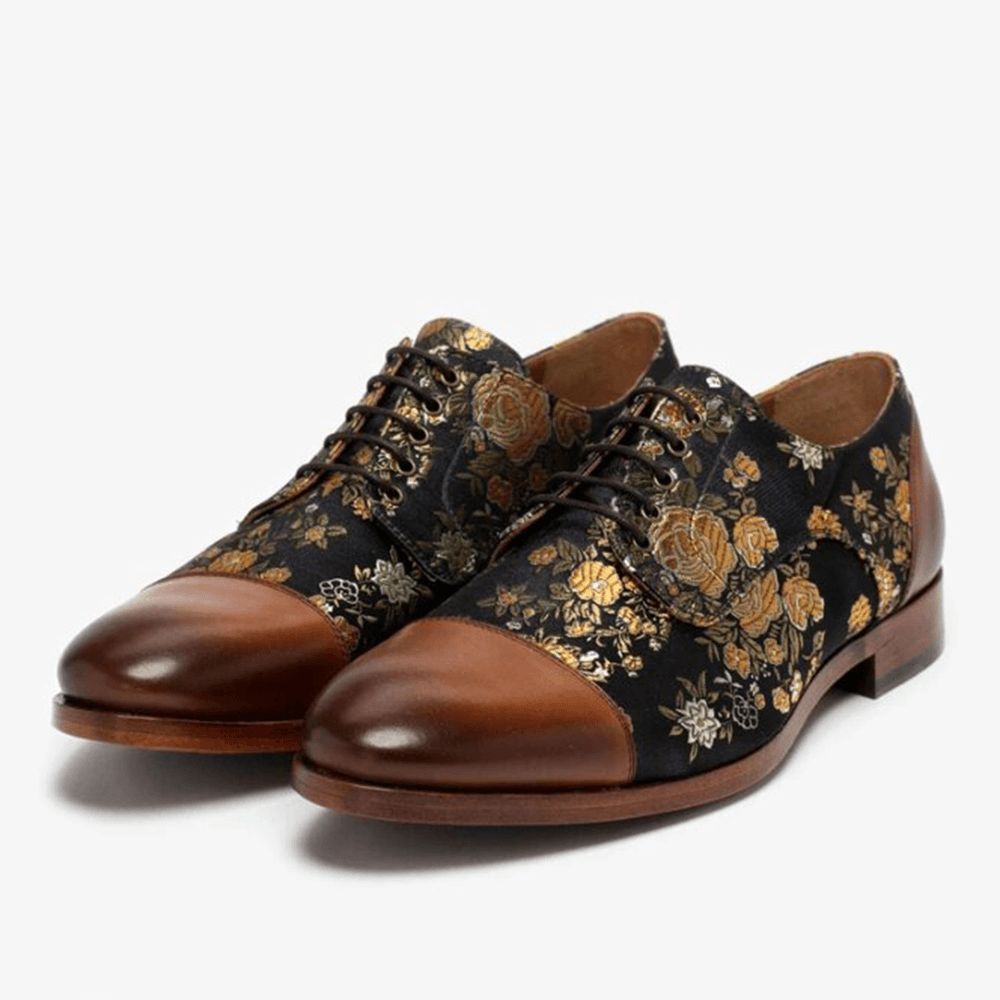 Heren Bloemen Bedrukte Britse Stijl Cap Toe Comfortabele Casual Formele Kleding Schoenen