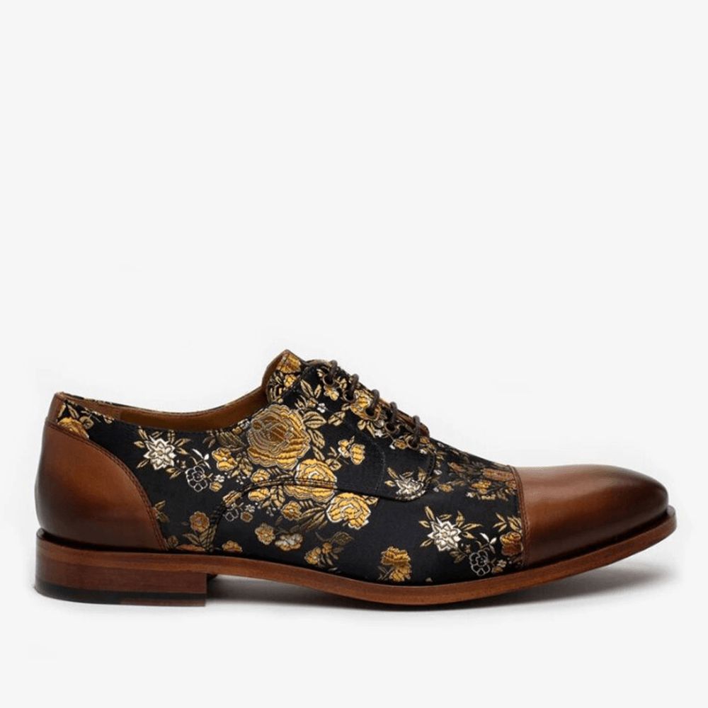 Heren Bloemen Bedrukte Britse Stijl Cap Toe Comfortabele Casual Formele Kleding Schoenen