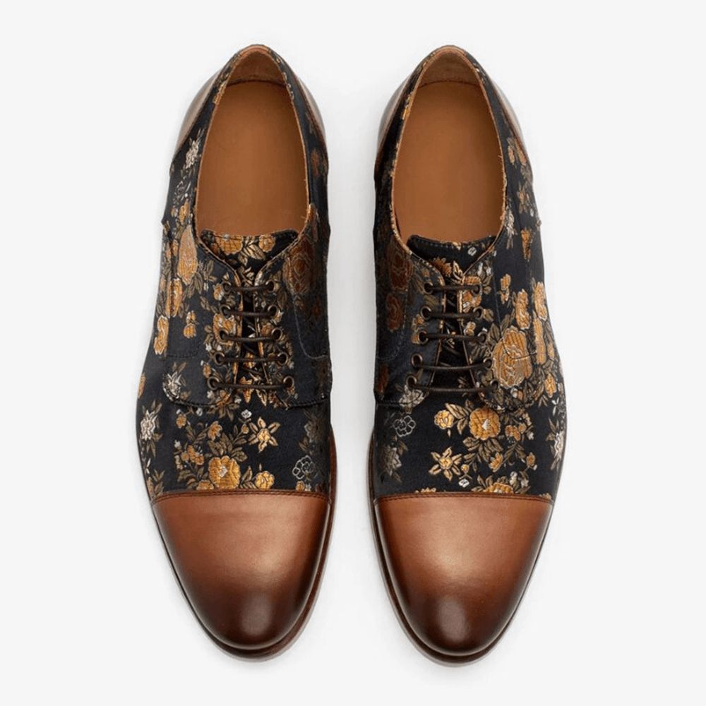 Heren Bloemen Bedrukte Britse Stijl Cap Toe Comfortabele Casual Formele Kleding Schoenen