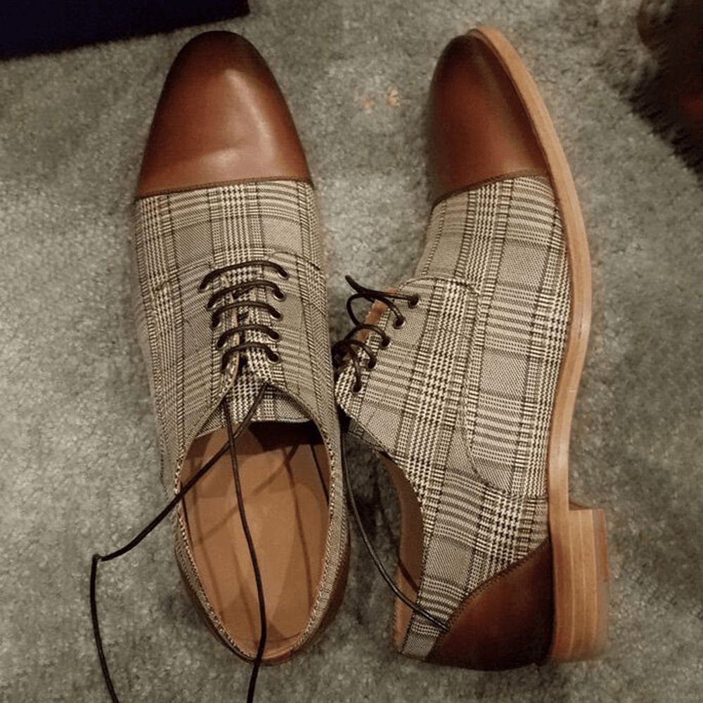 Heren Britse Stijl Cap Toe Comfy Lace-Up Formele Kledingschoenen