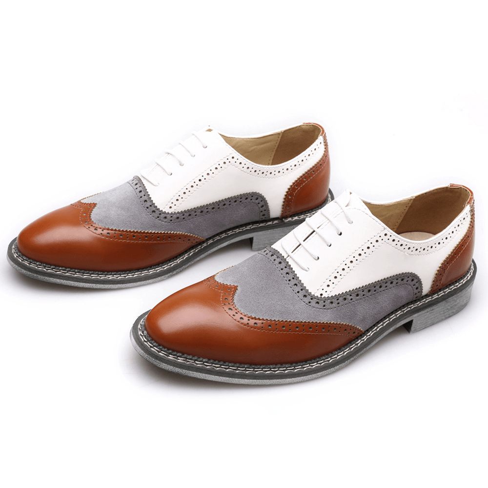 Heren Brogue Colorblock Oxfords Veterschoenen Zakelijke Casual Formele Schoenen