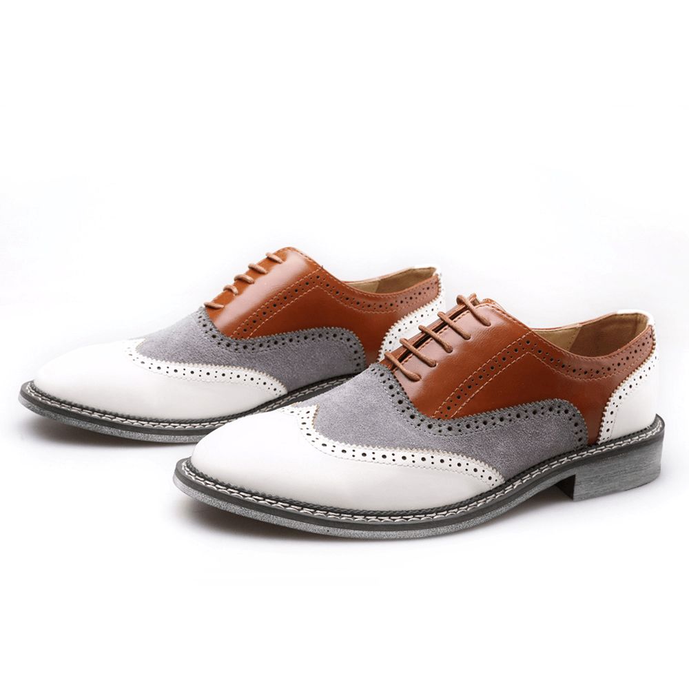 Heren Brogue Colorblock Oxfords Veterschoenen Zakelijke Casual Formele Schoenen