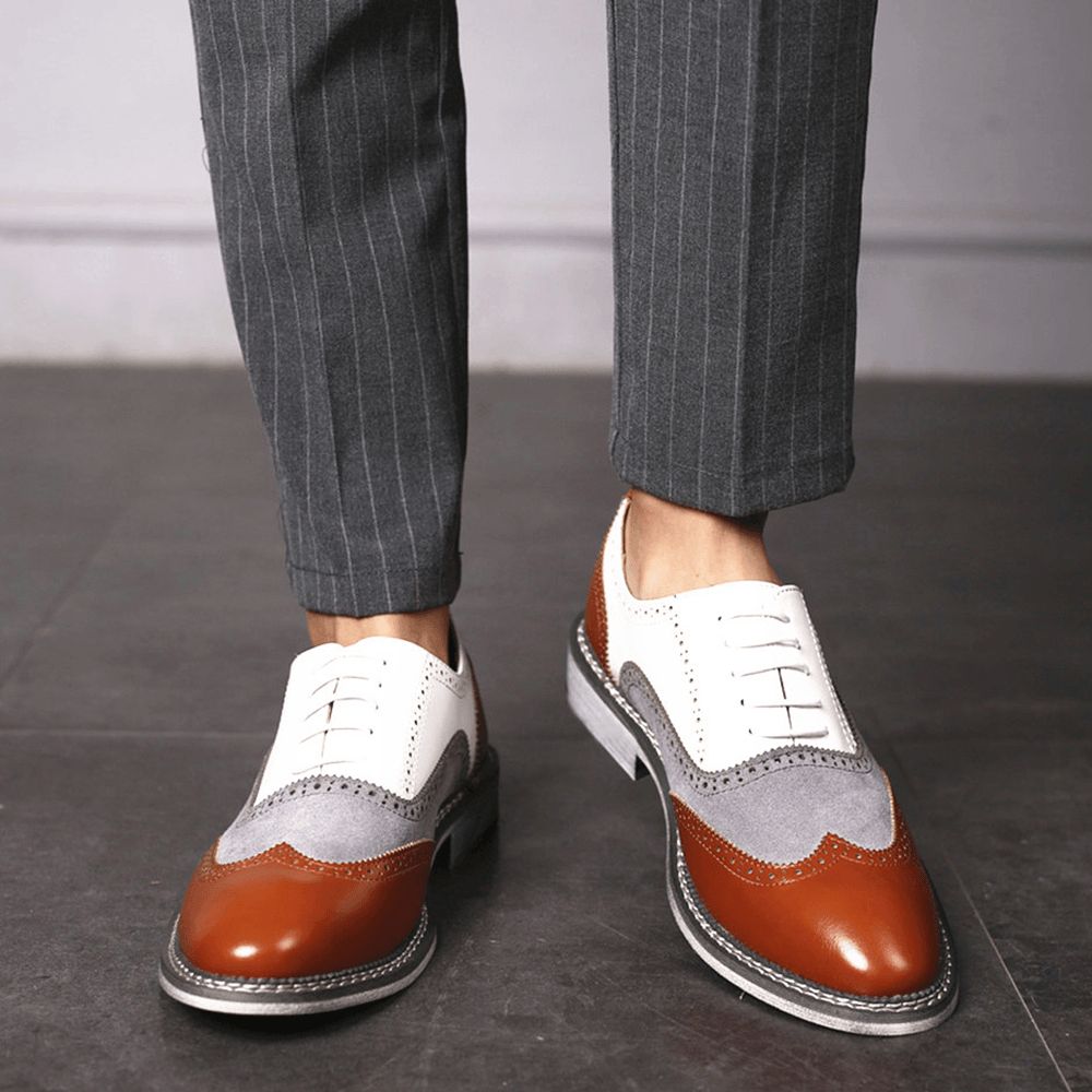 Heren Brogue Colorblock Oxfords Veterschoenen Zakelijke Casual Formele Schoenen