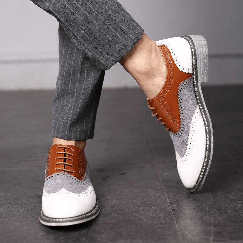 Heren Brogue Colorblock Oxfords Veterschoenen Zakelijke Casual Formele Schoenen