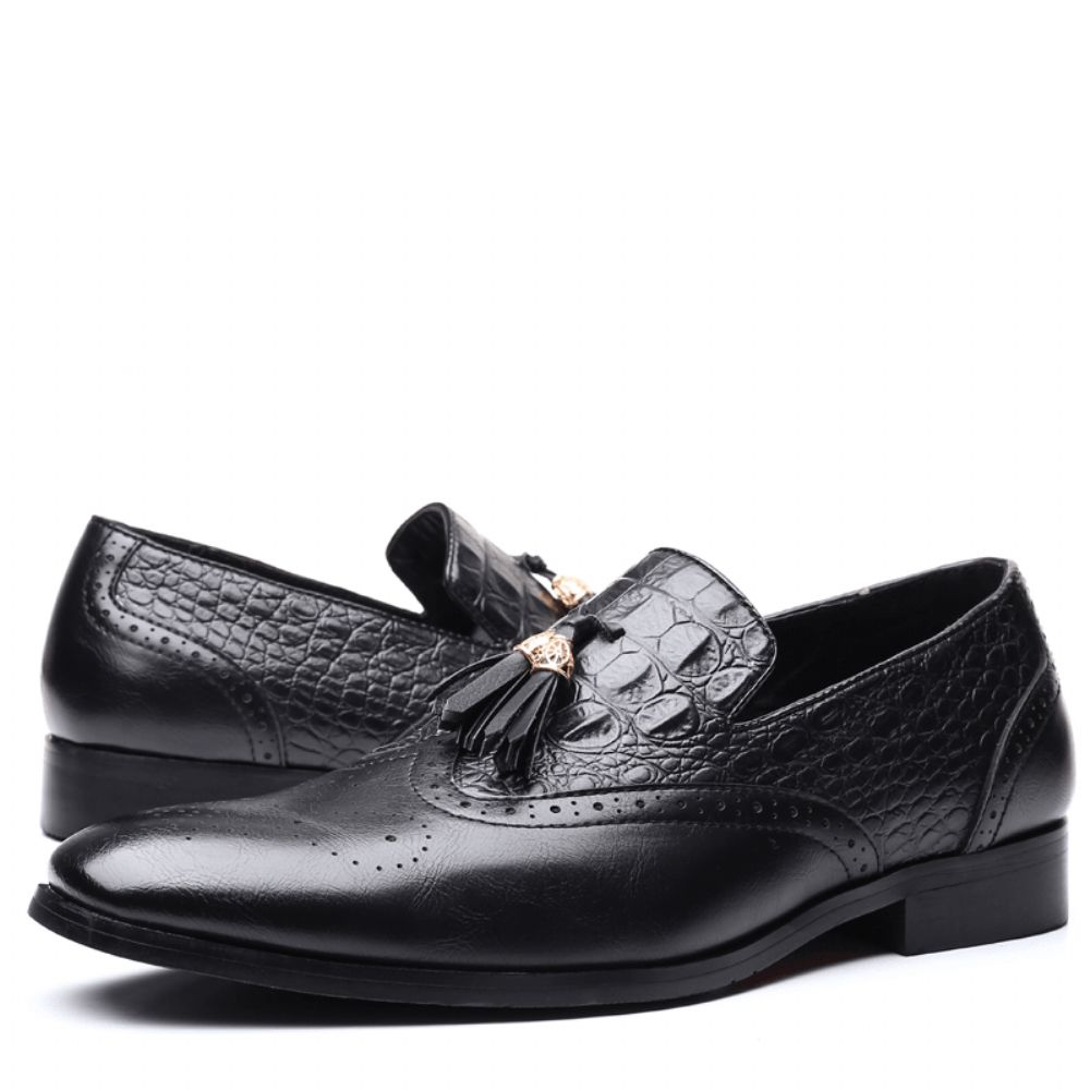 Heren Brogue Kwastje Decor Jurk Loafers Slip Op Zakelijke Casual Formele Schoenen