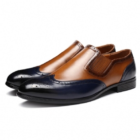 Menico Heren Brogue Gesneden Kleur Kruiden Slip-On Zakelijke Oxfords