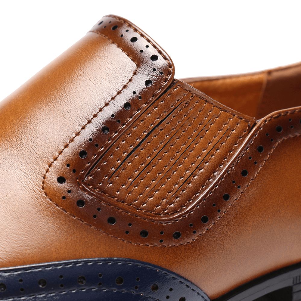 Menico Heren Brogue Gesneden Kleur Kruiden Slip-On Zakelijke Oxfords