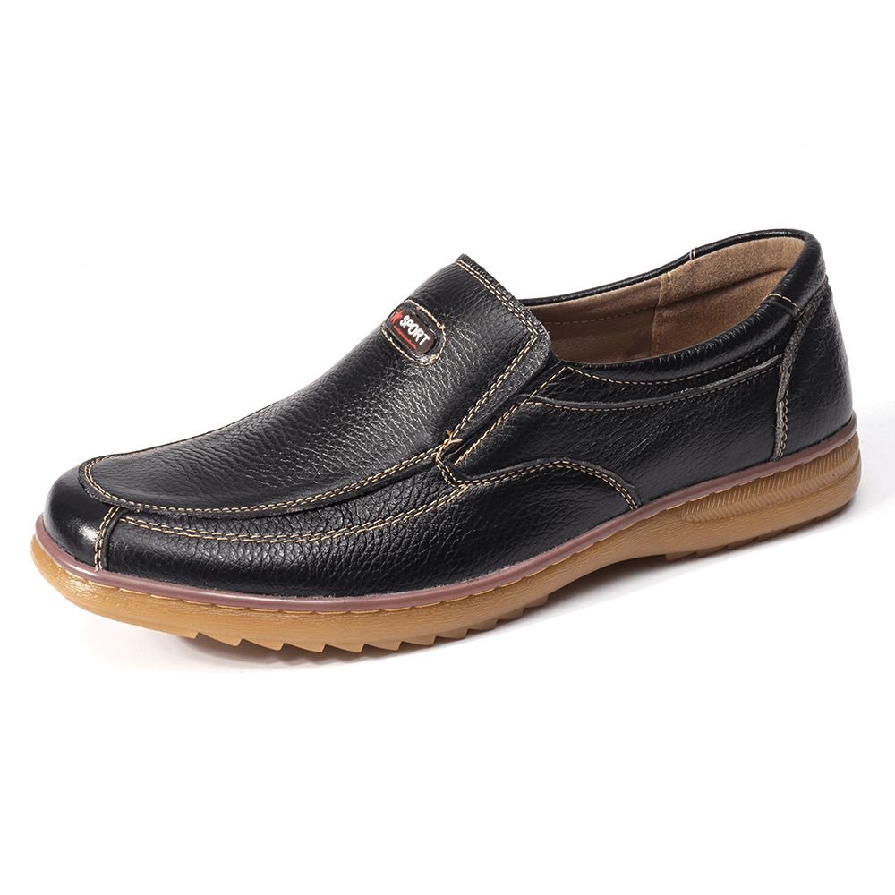 Menico Heren Echt Koe Lederen Slip Op Zachte Zool Comfortabele Non Slip Casual Oxfords