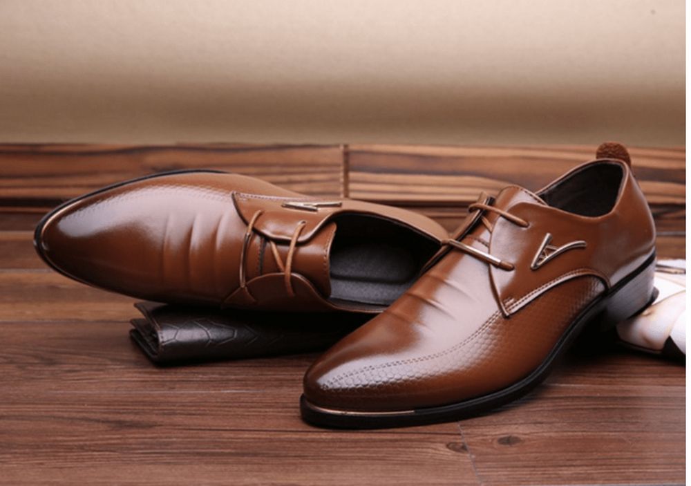 Zakelijke Herenkleding Formele Oxford-Leren Loafers Platte Veterschoenen