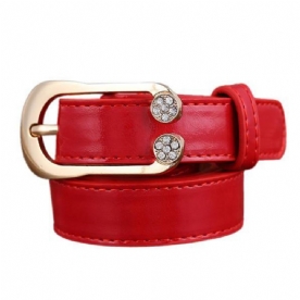 Dames Dames Tweede Laag Lederen Riem Diamanten Taille Riem Metalen Pin Gesp Jurk Tailleband