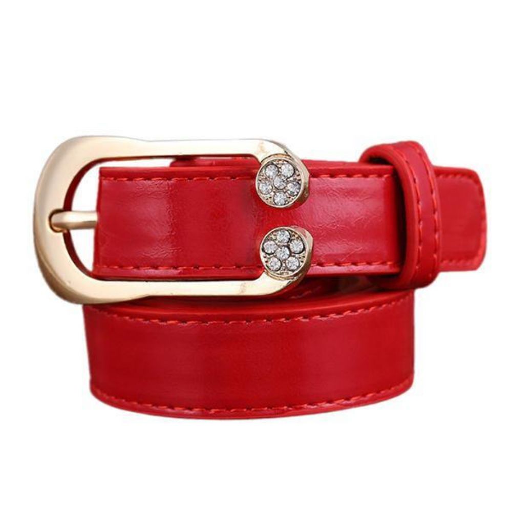 Dames Dames Tweede Laag Lederen Riem Diamanten Taille Riem Metalen Pin Gesp Jurk Tailleband