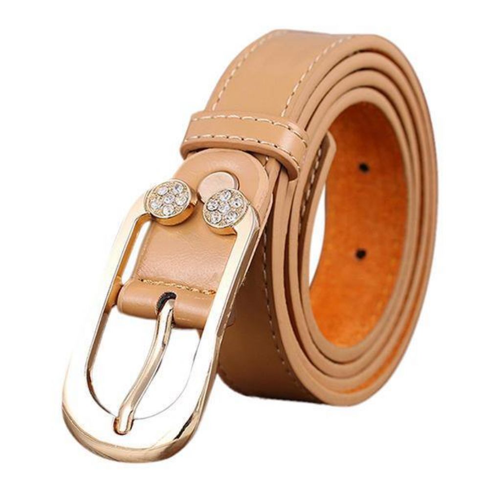 Dames Dames Tweede Laag Lederen Riem Diamanten Taille Riem Metalen Pin Gesp Jurk Tailleband