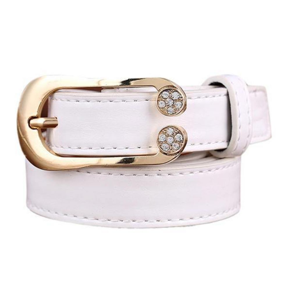 Dames Dames Tweede Laag Lederen Riem Diamanten Taille Riem Metalen Pin Gesp Jurk Tailleband