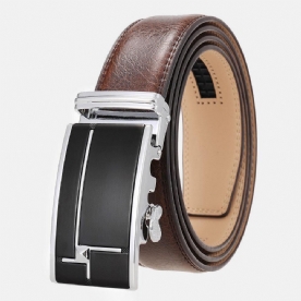 Mannen Echt Leer Rechthoekige Legering Automatische Gesp 3.5 Cm Casual Zakelijke Wilde Riem