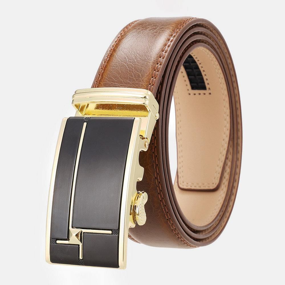 Mannen Echt Leer Rechthoekige Legering Automatische Gesp 3.5 Cm Casual Zakelijke Wilde Riem