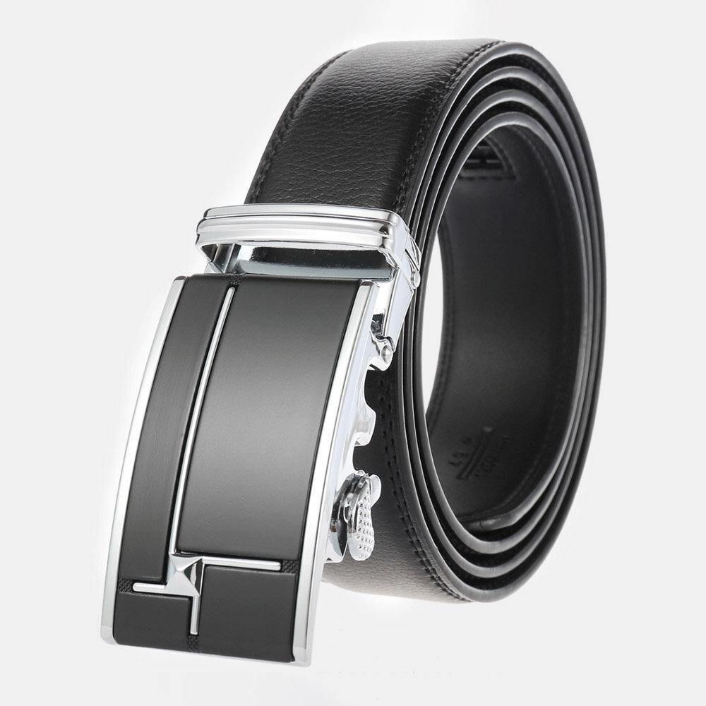 Mannen Echt Leer Rechthoekige Legering Automatische Gesp 3.5 Cm Casual Zakelijke Wilde Riem