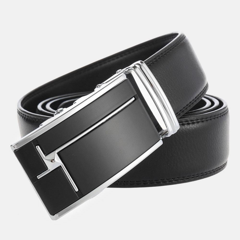 Mannen Echt Leer Rechthoekige Legering Automatische Gesp 3.5 Cm Casual Zakelijke Wilde Riem