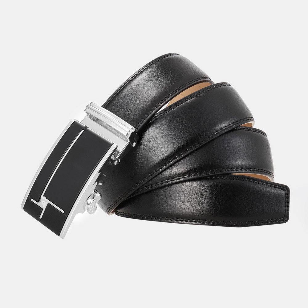 Mannen Echt Leer Rechthoekige Legering Automatische Gesp 3.5 Cm Casual Zakelijke Wilde Riem