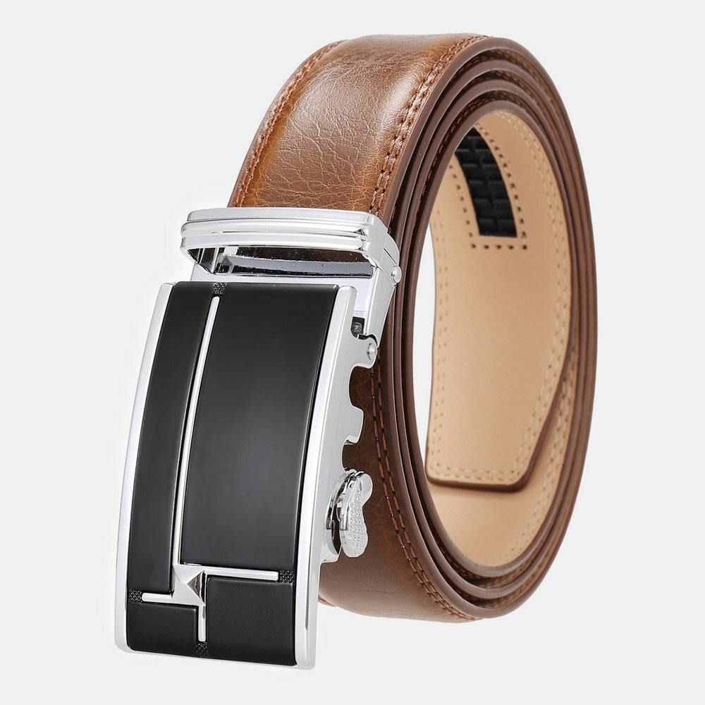 Mannen Echt Leer Rechthoekige Legering Automatische Gesp 3.5 Cm Casual Zakelijke Wilde Riem