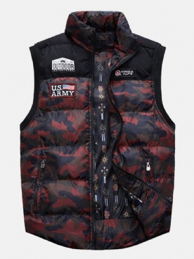 Heren Camo Rits Winter Dikker Opstaande Kraag Casual Warm Vest