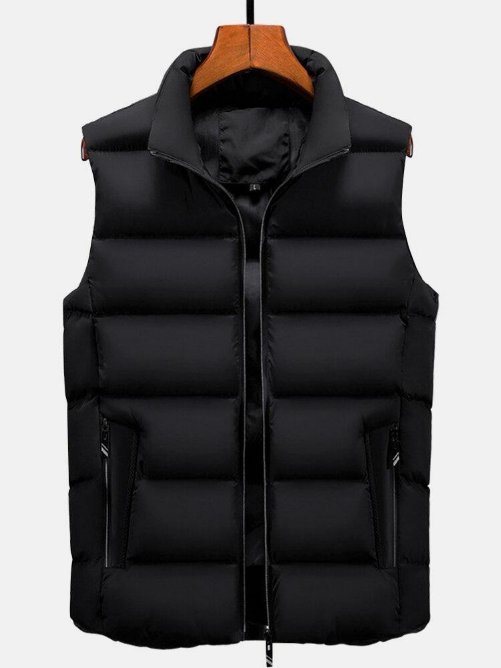 Heren Effen Kleur Mouwloos Warm Dikker Gewatteerd Gilet Vest Met Zak