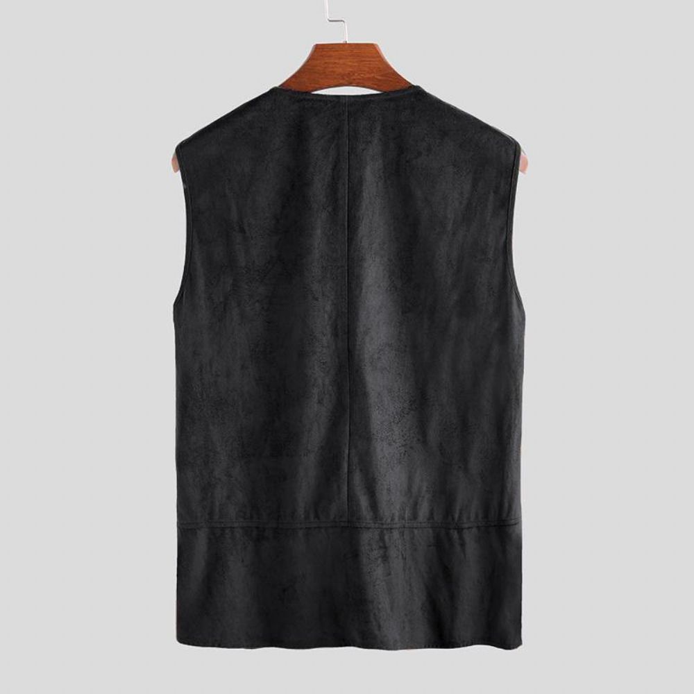 Heren Vintage V-Hals Trekkoord Effen Kleur Casual Vest