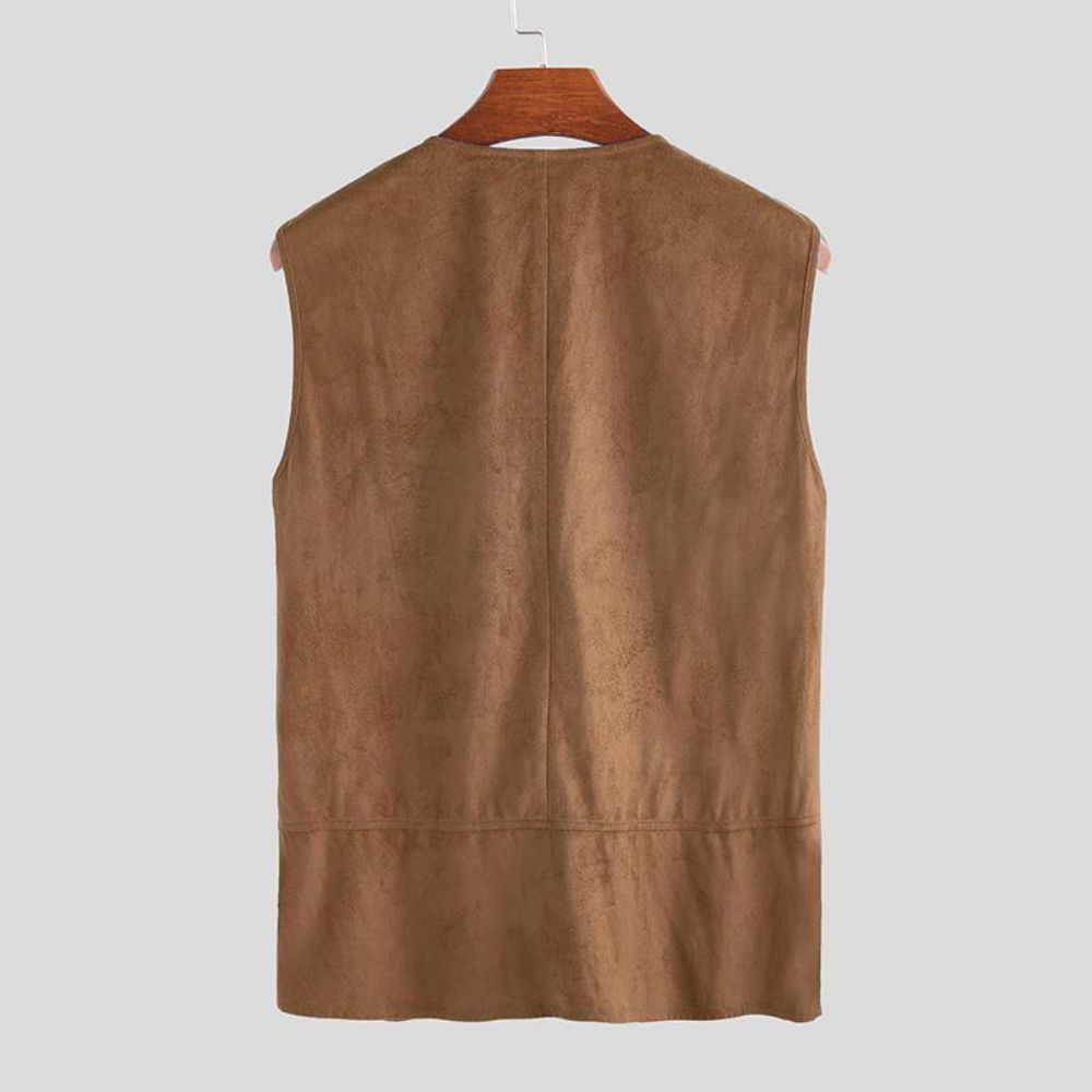 Heren Vintage V-Hals Trekkoord Effen Kleur Casual Vest