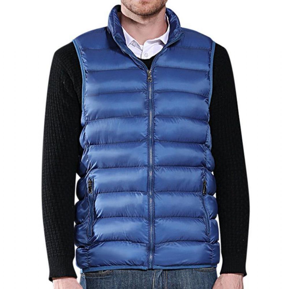 Heren Winter Lichtgewicht Dun Mouwloos Warm Vest Met Rits