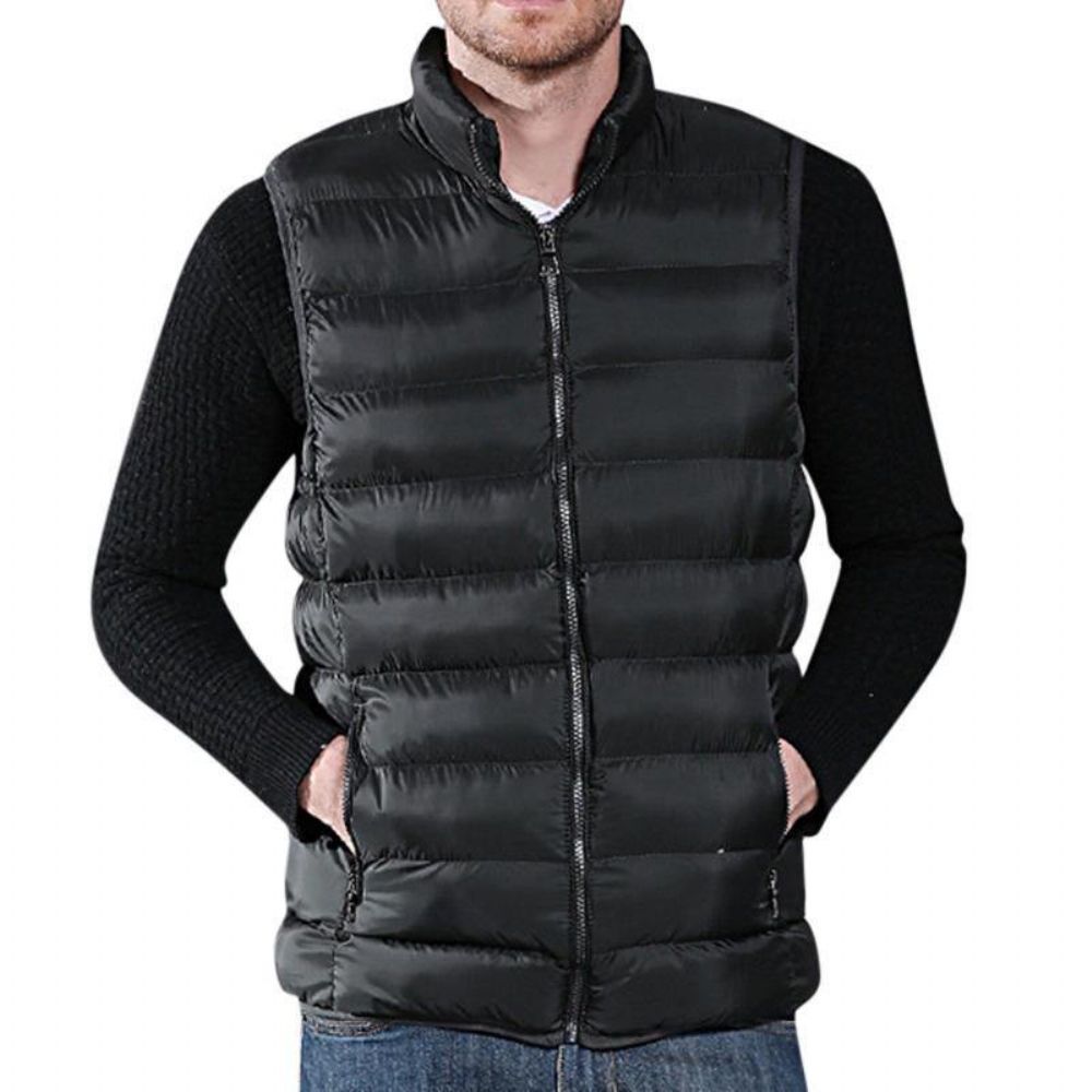 Heren Winter Lichtgewicht Dun Mouwloos Warm Vest Met Rits