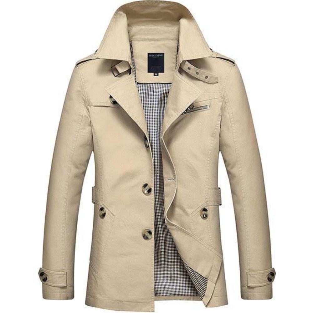 Casual Trenchcoat Met Één Rij Knopen Heren