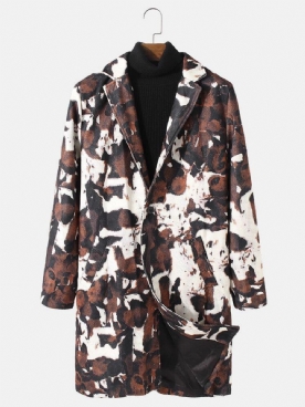 Halflange Trenchcoats Met Abstracte Print Enkele Rij Knopen Heren