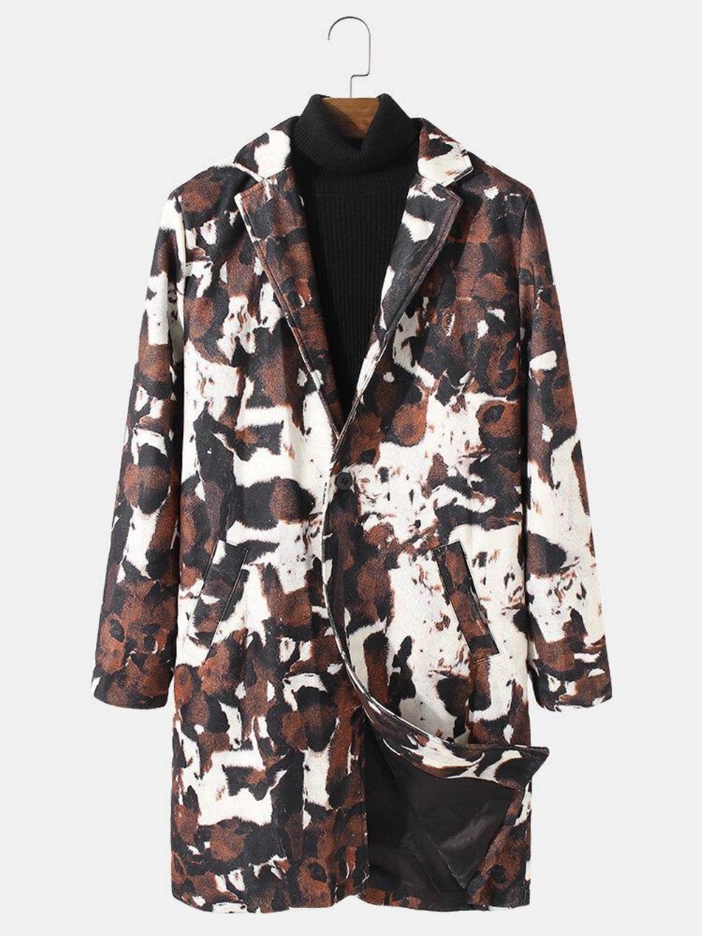 Halflange Trenchcoats Met Abstracte Print Enkele Rij Knopen Heren