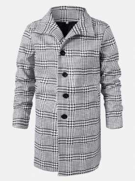 Halflange Trenchcoats Met Houndstooth-Revers Enkele Rij Knopen Heren