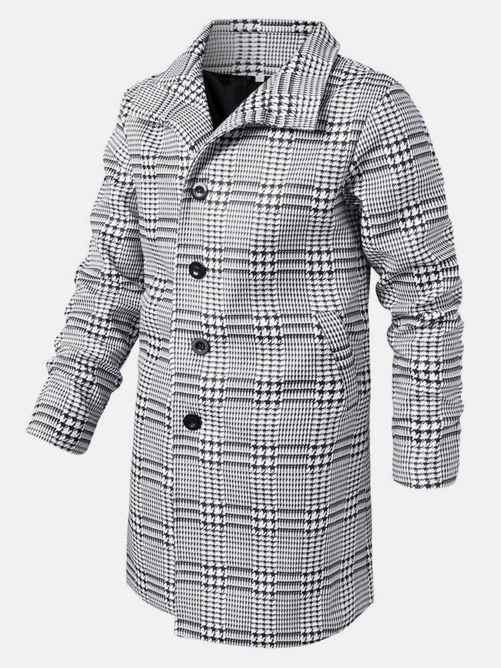 Halflange Trenchcoats Met Houndstooth-Revers Enkele Rij Knopen Heren