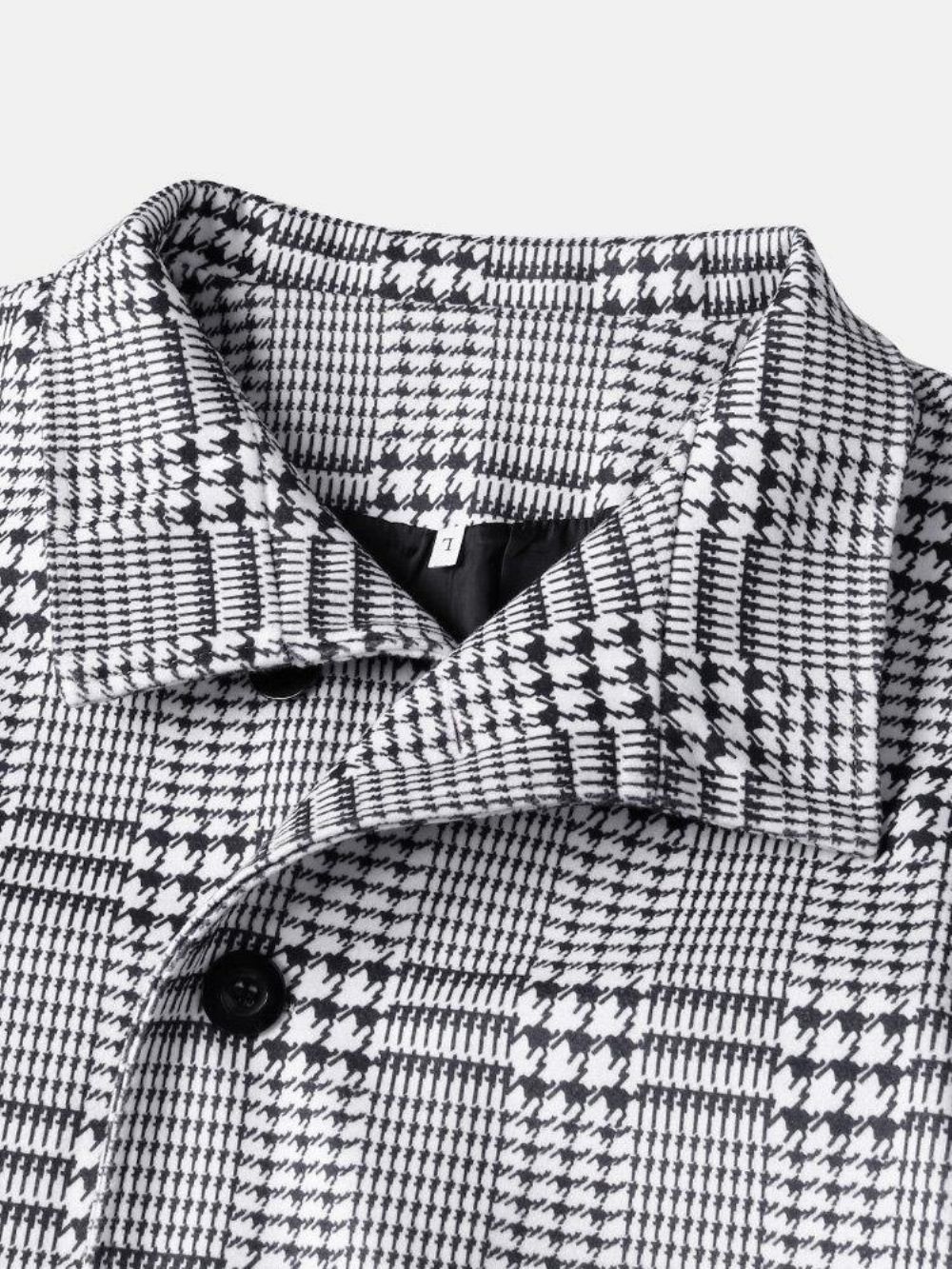 Halflange Trenchcoats Met Houndstooth-Revers Enkele Rij Knopen Heren