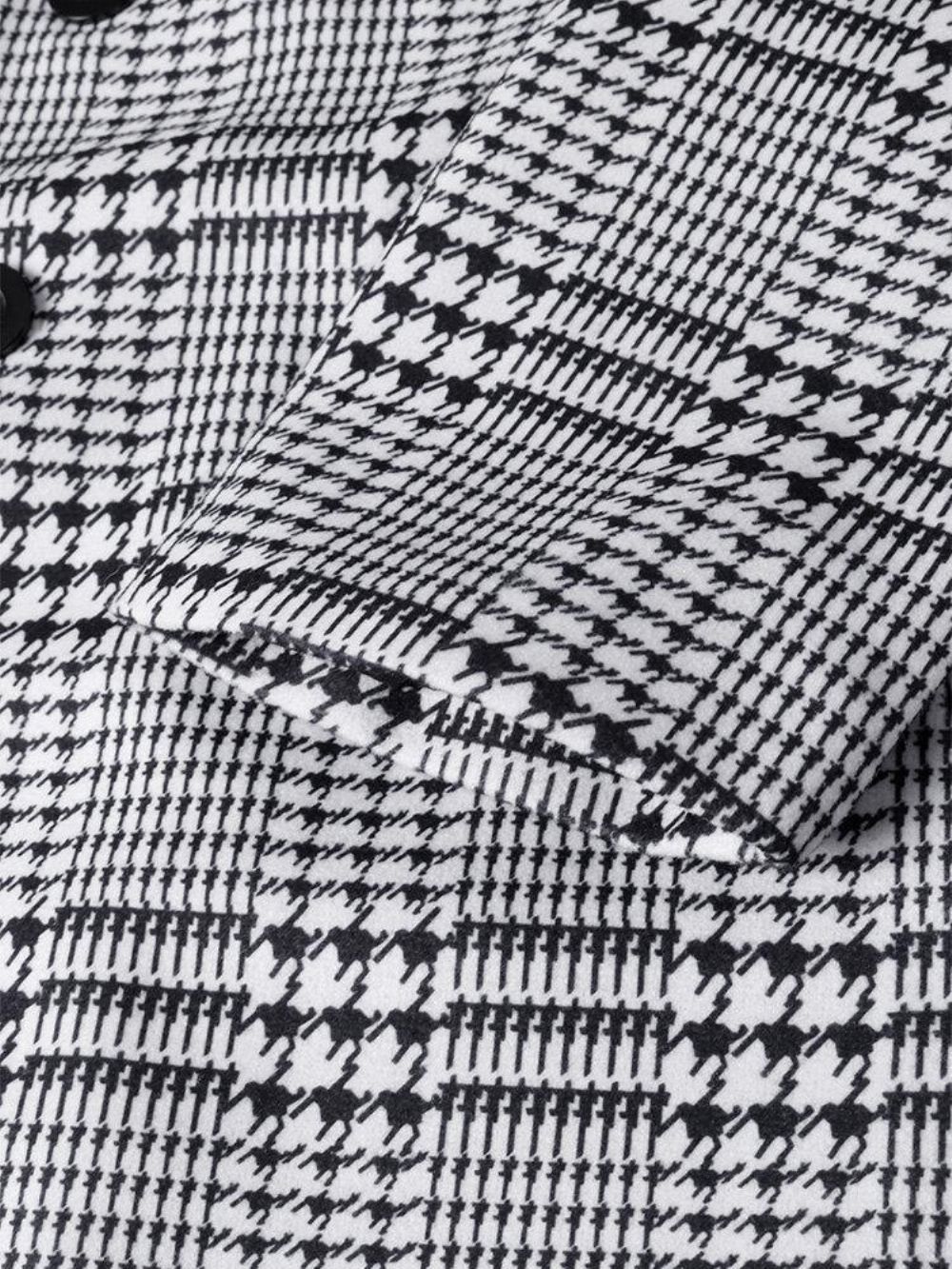 Halflange Trenchcoats Met Houndstooth-Revers Enkele Rij Knopen Heren