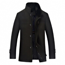 Heren Winter Halflange Wollen Jas Dikke Warme Trenchcoat