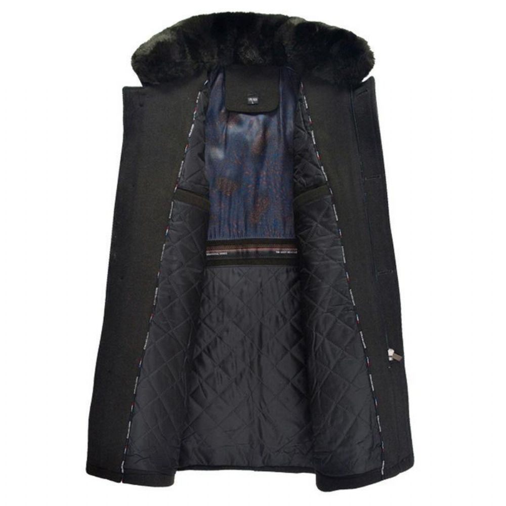 Heren Winter Halflange Wollen Jas Dikke Warme Trenchcoat