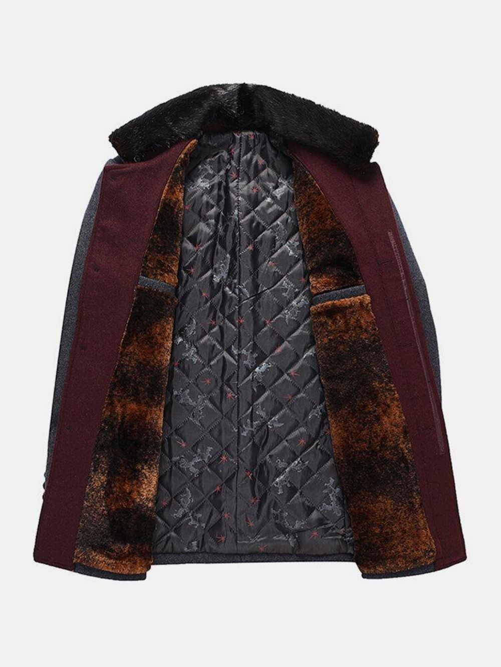 Single-Breasted Faux Fur Kraag Dikke Casual Wollen Trenchcoats