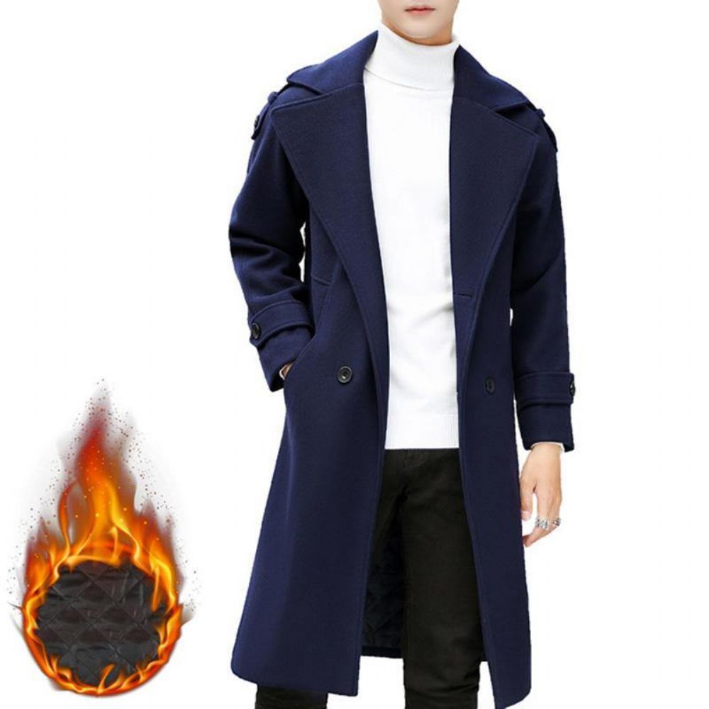 Slanke Halflange Dikke Warme Stijlvolle Trenchcoat Met Dubbele Rij Knopen Heren