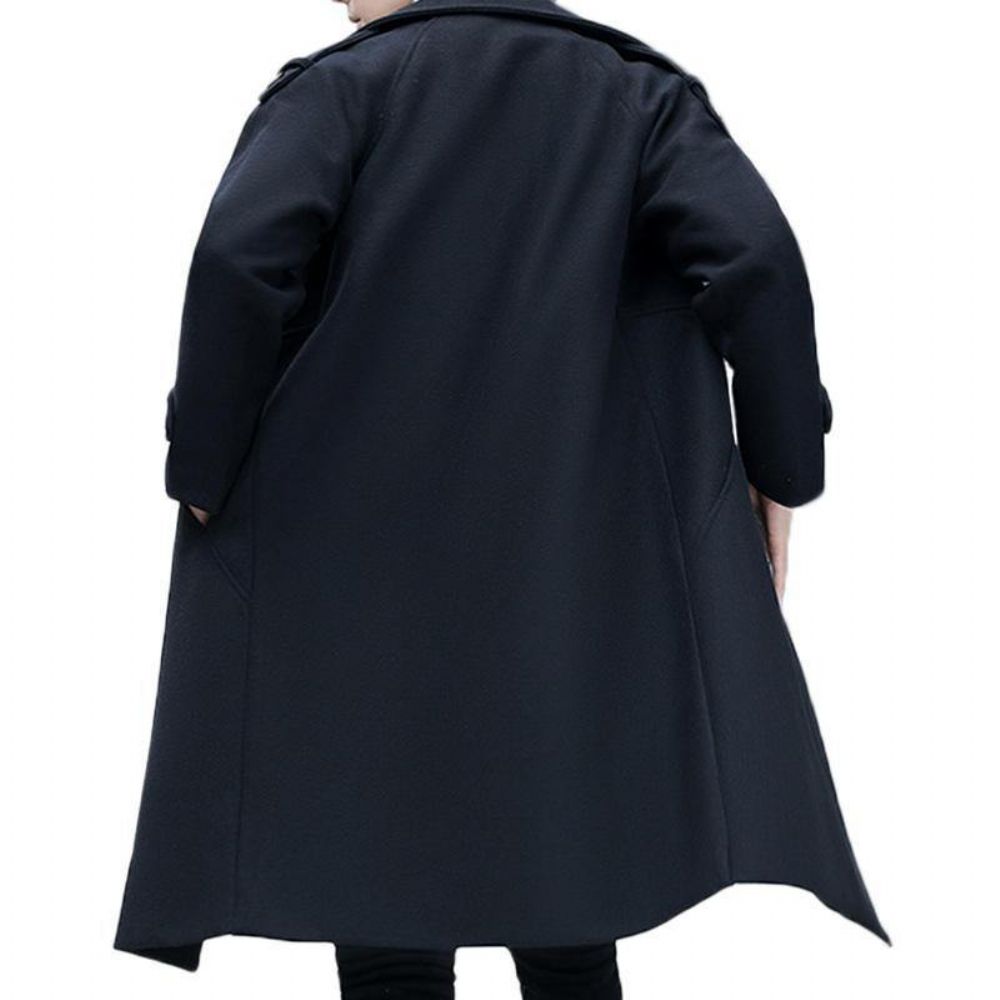 Slanke Halflange Dikke Warme Stijlvolle Trenchcoat Met Dubbele Rij Knopen Heren