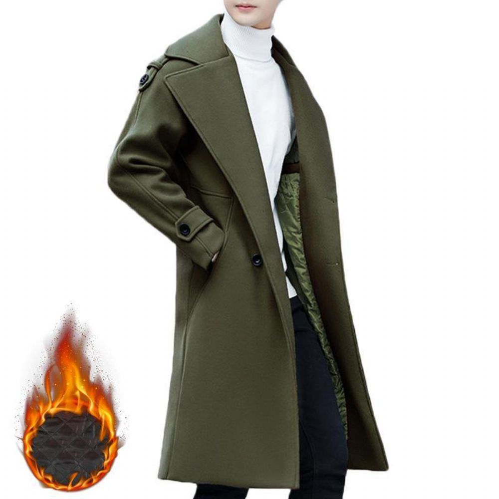 Slanke Halflange Dikke Warme Stijlvolle Trenchcoat Met Dubbele Rij Knopen Heren