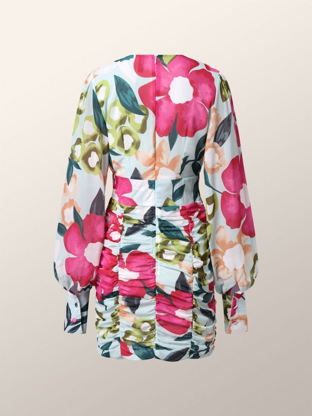 Bloemen Dagelijks Lantern Sleeve Fit Elegante V-Hals Jurk