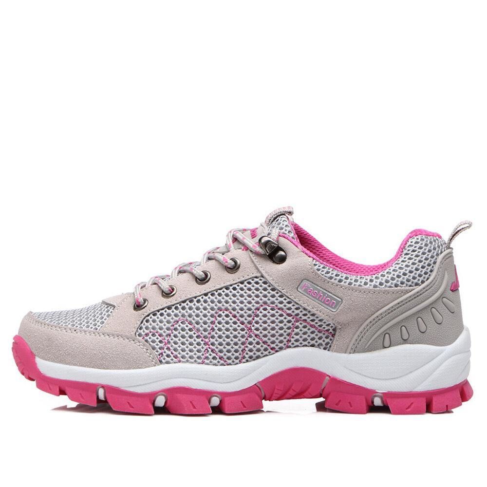 Dames Ademend Mesh Antislip Wandelschoenen Met Veters