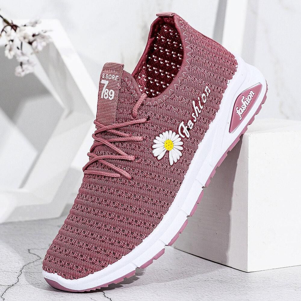 Dames Daisy Decor Ademend Mesh Lichtgewicht Casual Sportschoenen