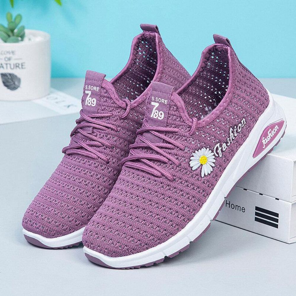 Dames Daisy Decor Ademend Mesh Lichtgewicht Casual Sportschoenen