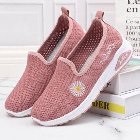 Dames Daisy Decor Mesh Comfortabele Ademende Casual Slip-On Sneakers