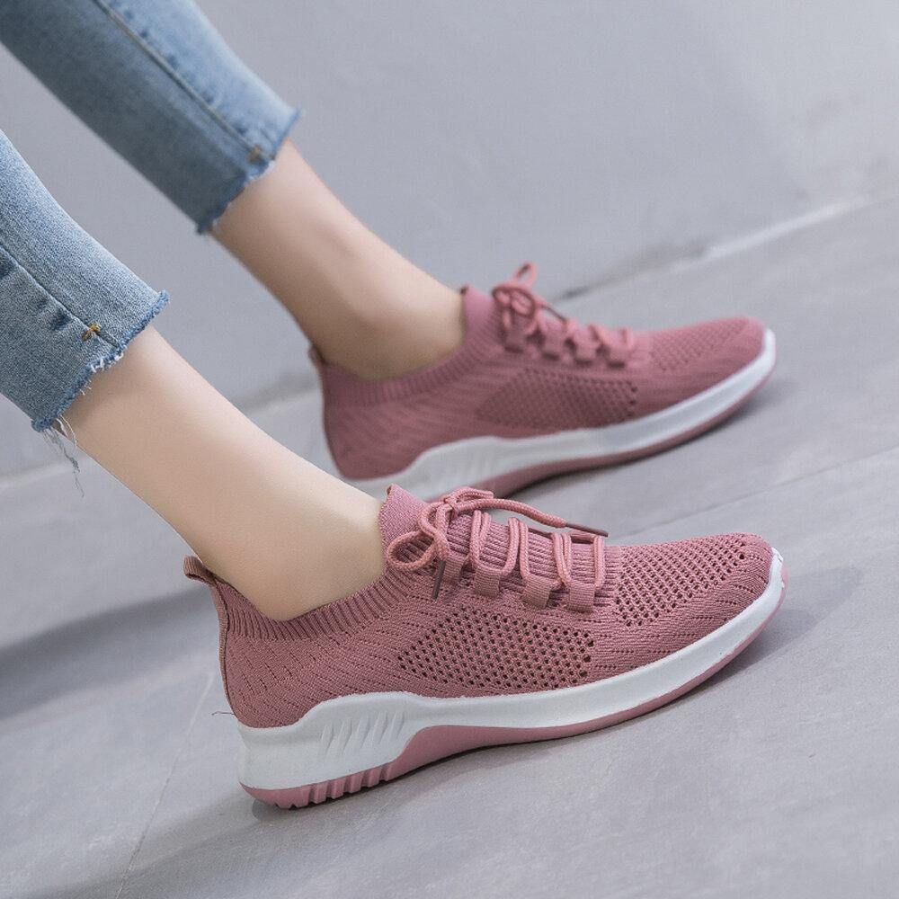 Dames Effen Kleur Ademend Lichtgewicht Casual Sneakers