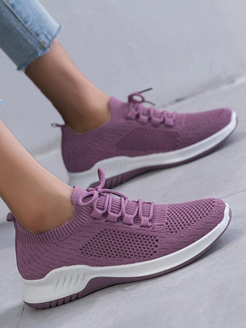 Dames Effen Kleur Ademend Lichtgewicht Casual Sneakers