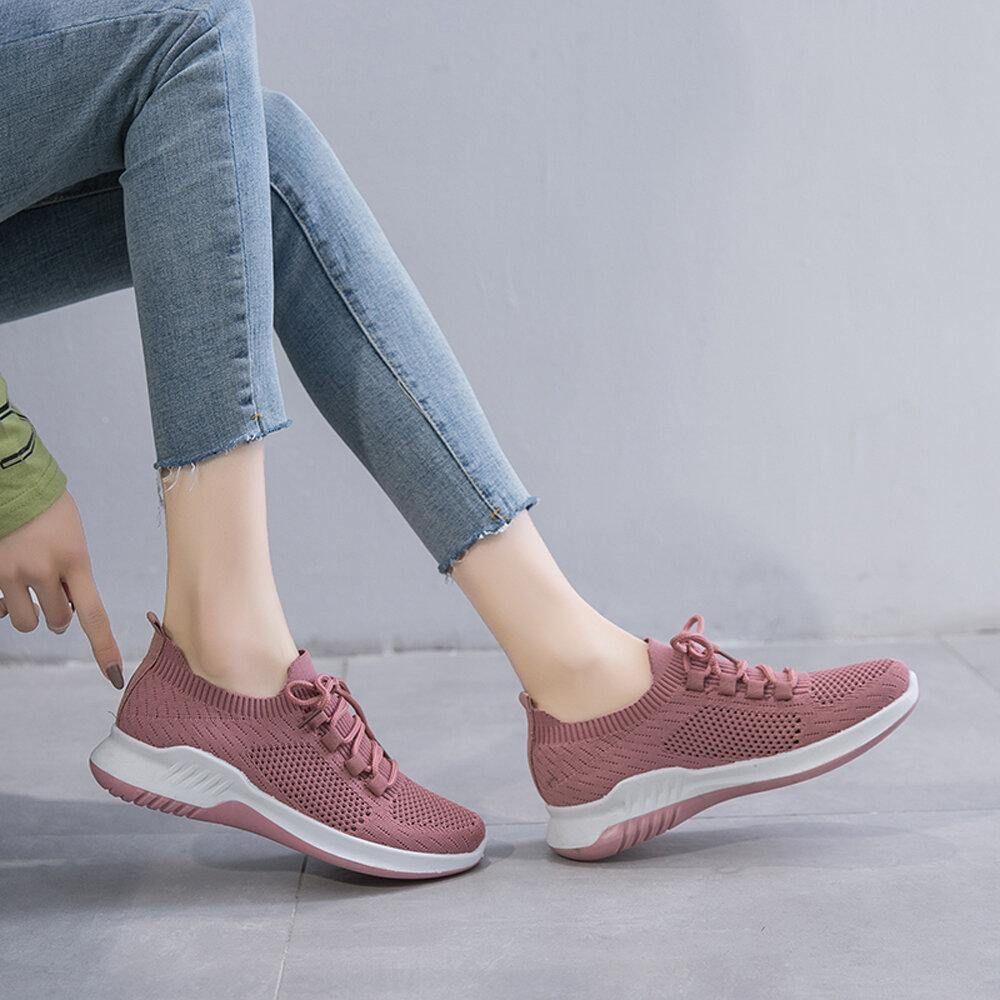 Dames Effen Kleur Ademend Lichtgewicht Casual Sneakers